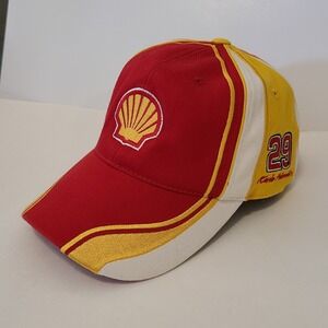 Shell Oil Racing Hat Cap Kevin Harvick #29 NASCAR  Red Yellow RCR Good Pre-owned